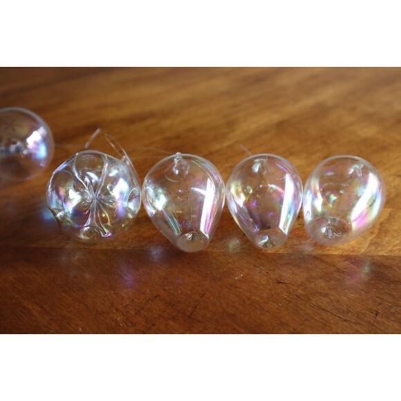 Lot 11 Handblown Clear Thin Glass Iridescent Christmas Tree Ornament Icicle Ball - Picture 10 of 12